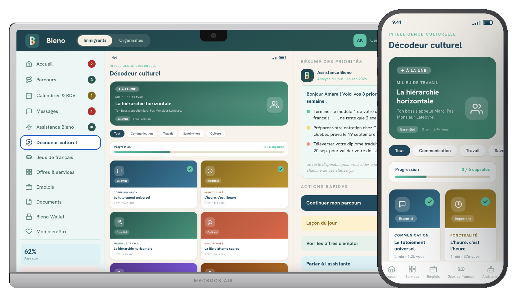 Décodeur culturel — Bieno sur ordinateur et mobile